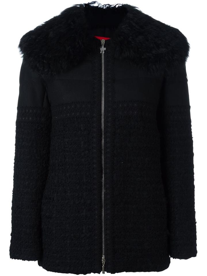Moncler Gamme Rouge Embellished Fur Trimmed Jacket, Women's, Size: 1, Black, Silk/feather Down/goat Fur/virgin Wool