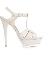 Saint Laurent Tribute Sandals, Women's, Size: 7, Grey, Leather