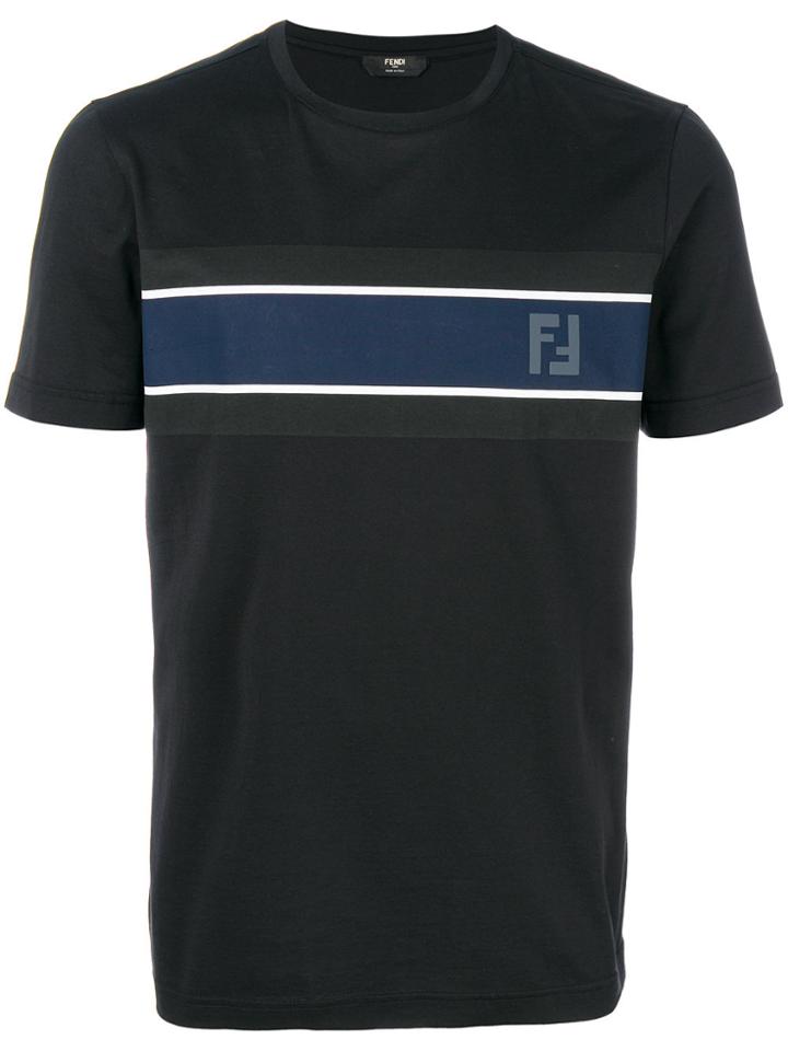 Fendi Contrast Panel Logo T-shirt - Black