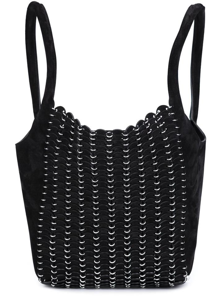 Paco Rabanne Medium Studded Rings Tote, Women's, Black