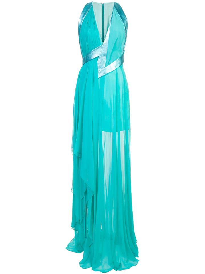 Rubin Singer Deep V-neck Gown - Blue