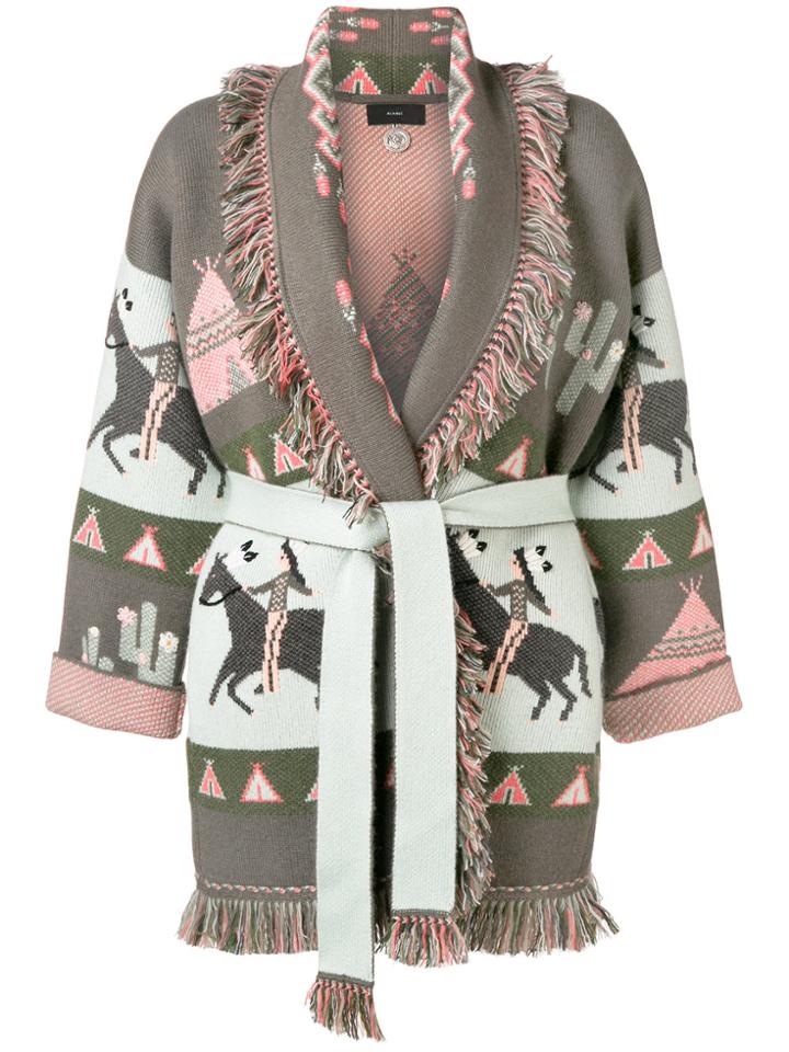 Alanui Belted Jacquard Cardigan - Brown