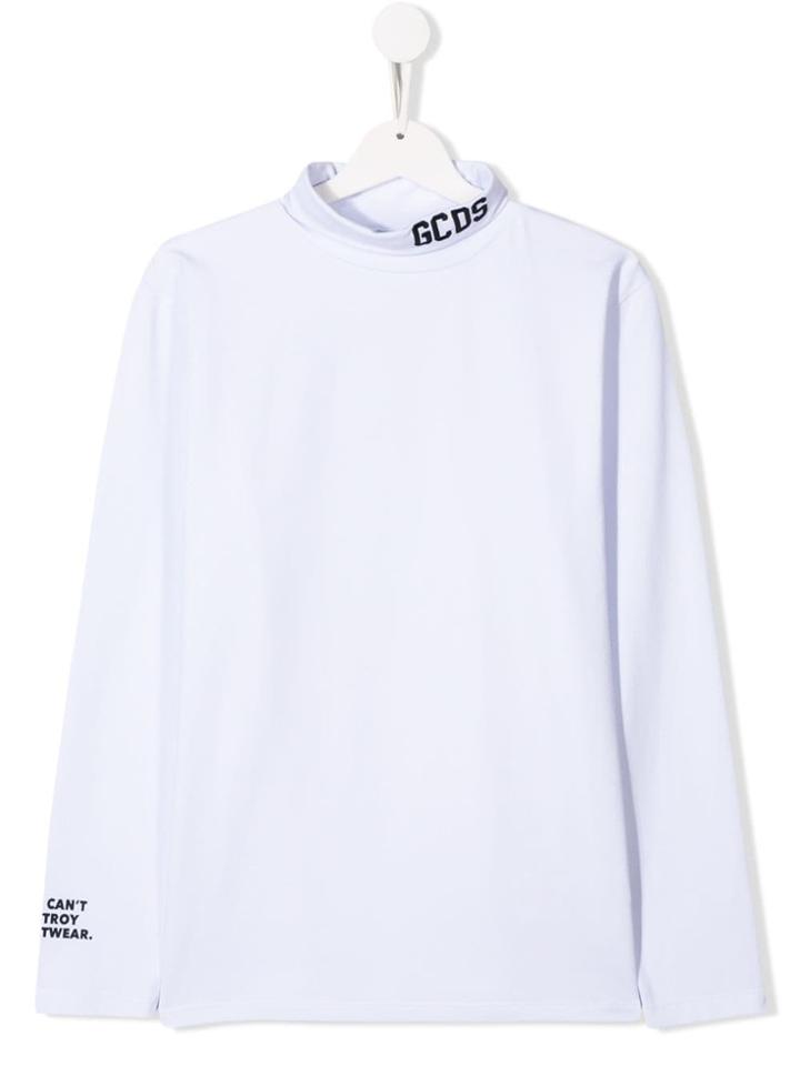 Gcds Kids Teen Logo Turtleneck Top - White