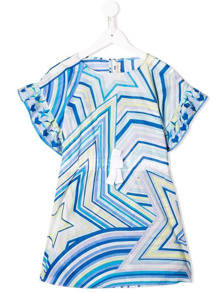 Emilio Pucci Junior Striped Star Pattern Dress - Blue