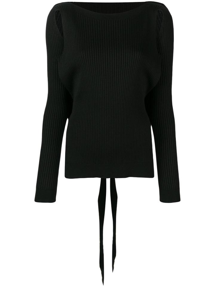 Mm6 Maison Margiela Cut-detail Fitted Sweater - Black