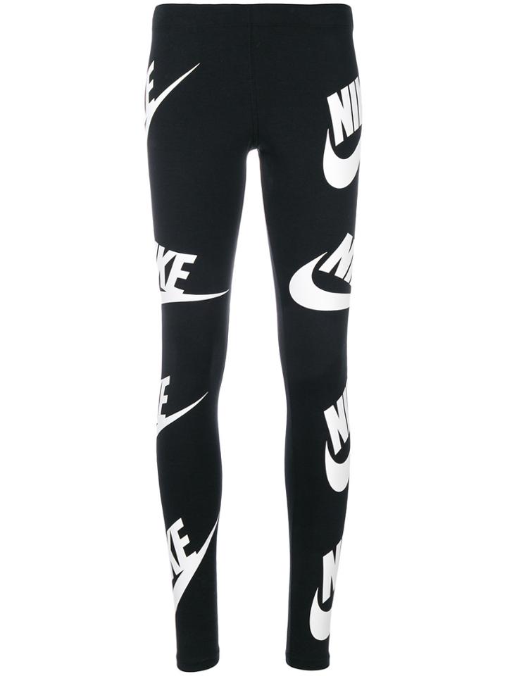 Nike Logo Print Leggings - Black