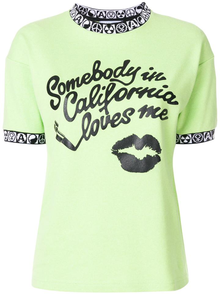 Alyx Quote Print And Embroidered Detail T-shirt - Green