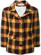 Marni Checked Knit Jacket, Women's, Size: 46, Yellow/orange, Cotton/viscose/wool