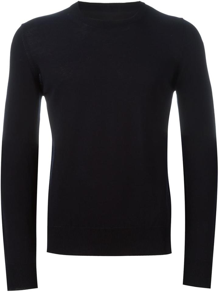 Maison Margiela Elbow Patch Jumper, Men's, Size: Xxl, Blue, Cotton/calf Leather