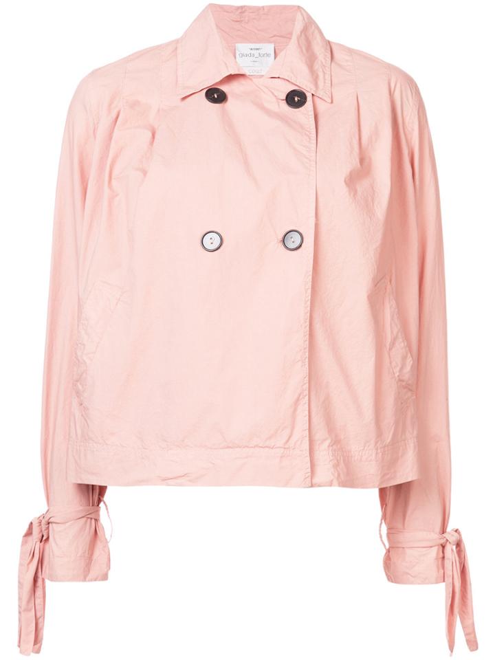 Forte Forte Ribbon Embellished Belted Coat - Pink & Purple