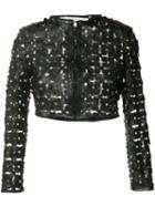 Caban Romantic - Flower Lattice Studded Bolero - Women - Leather/polyimide - 42, Black, Leather/polyimide