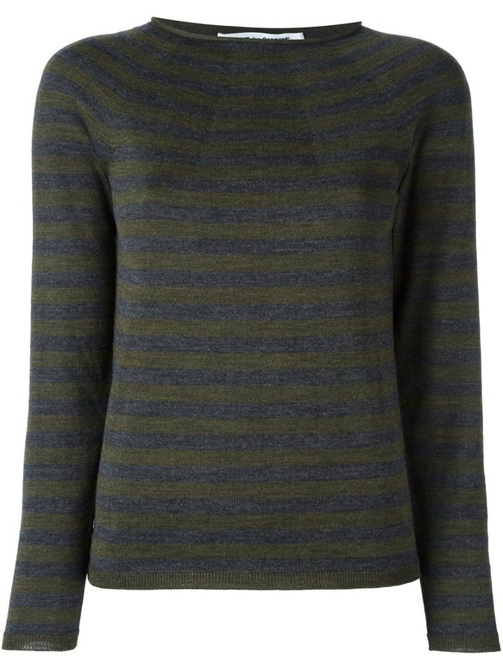 Comme Des Garçons Comme Des Garçons Striped Jumper, Women's, Size: Large, Green, Wool