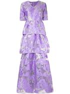 Baruni Floral Flared Maxi Dress - Purple