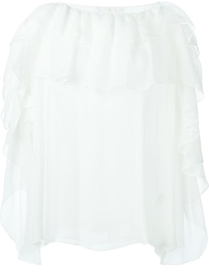 Chloé Silk Ruffle Blouse, Women's, Size: 36, White, Silk