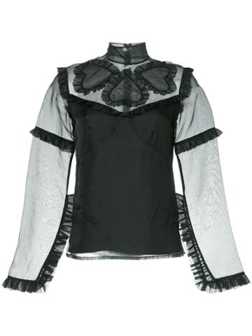 Macgraw Queen Of Hearts Organza Top - Black