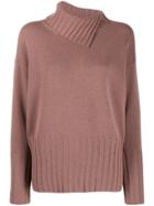 Peserico Asymmetric Neck Jumper - Brown