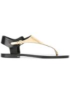 Sergio Rossi T-bar Sandals - Metallic