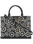 Moschino Floral Tote, Black, Calf Leather/metal