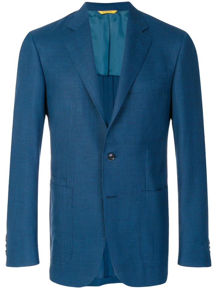 Canali Fitted Shirt Jacket - Blue
