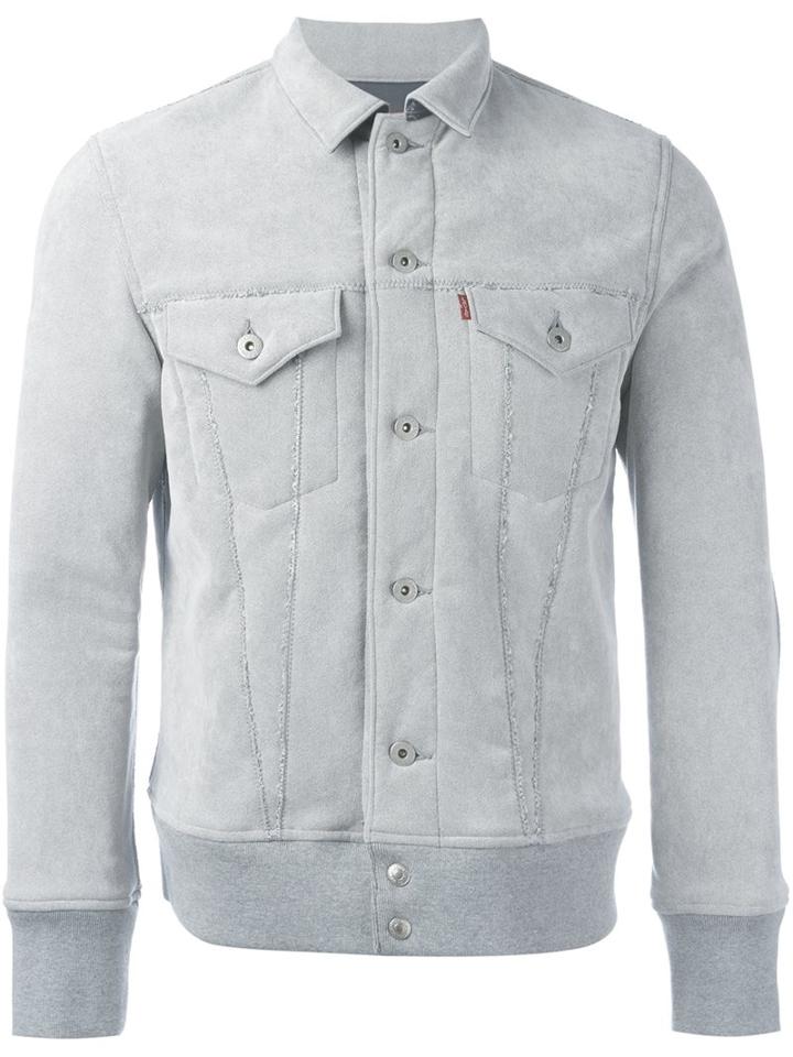 Junya Watanabe Man X Levi's Faux Leather Jacket, Men's, Size: Large, Grey, Artificial Leather/wool/cotton