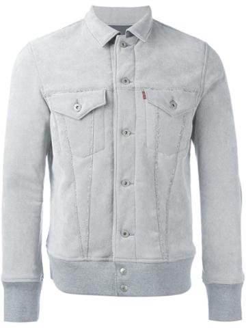 Junya Watanabe Man X Levi's Faux Leather Jacket, Men's, Size: Large, Grey, Artificial Leather/wool/cotton