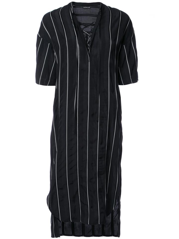 Demoo Parkchoonmoo Striped Short Sleeved Dress - Black