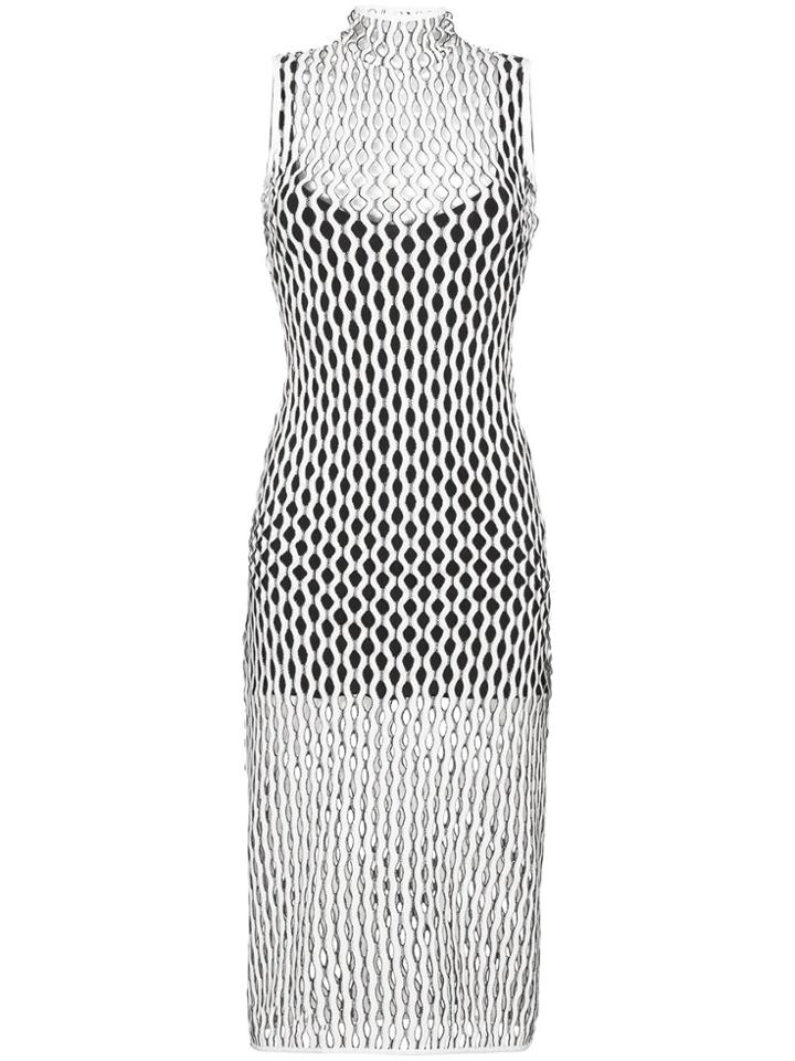 Beaufille High Neck Sleeveless Mesh Dress - White