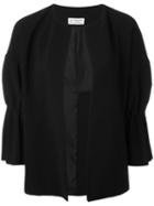 Alberto Biani Ruched Sleeve Open Jacket, Women's, Size: 44, Black, Triacetate/polyester