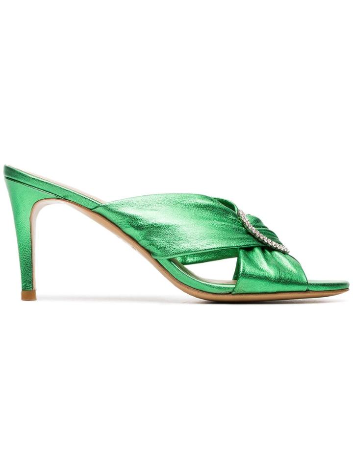 Kalda Green Vasa 85 Crystal Buckle Leather Sandals