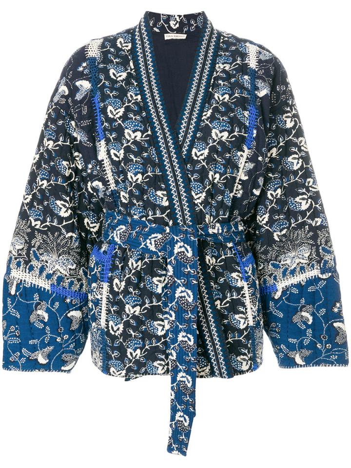 Ulla Johnson Tied Waist Printed Jacket - Blue