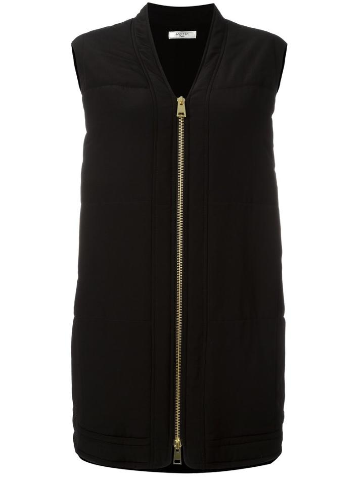 Lanvin Raised Seam Zip-up Gilet, Women's, Size: 1, Black, Silk/polyester