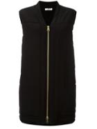 Lanvin Raised Seam Zip-up Gilet, Women's, Size: 1, Black, Silk/polyester