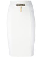 Cavalli Class Metallic Embellished Pencil Skirt, Women's, Size: 38, White, Polyamide/spandex/elastane