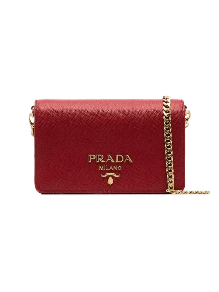 Prada Red Logo Leather Cross Body Bag