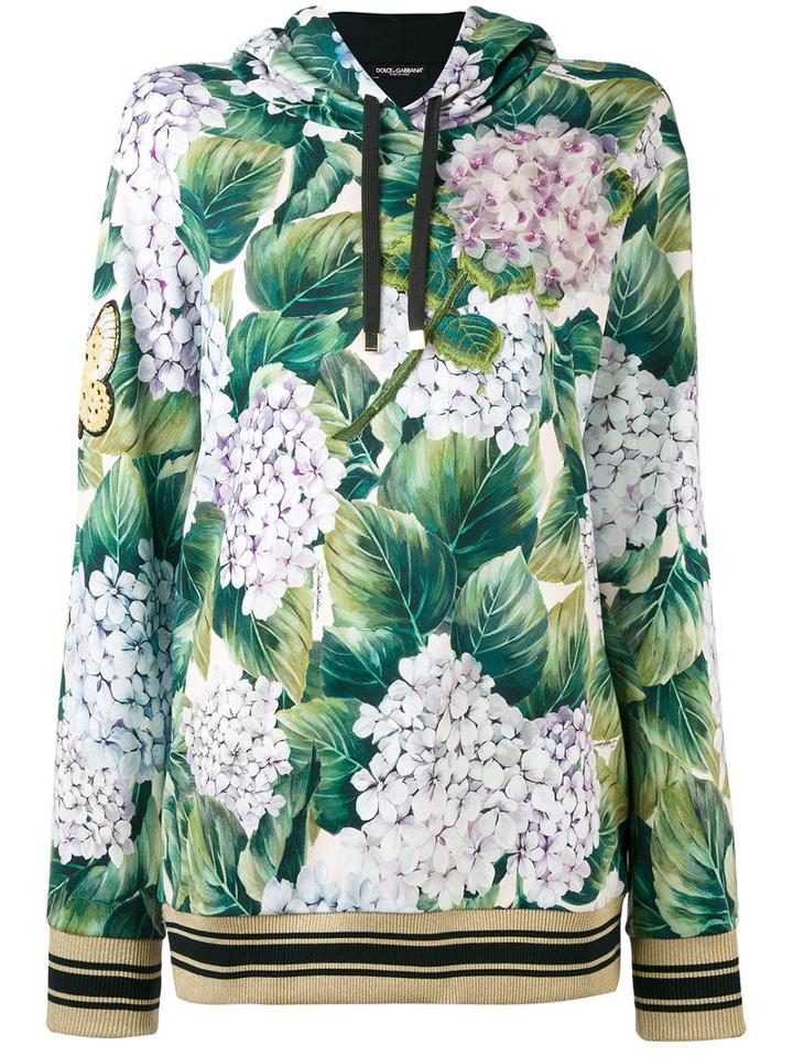 Dolce & Gabbana - Floral Hooded Sweatshirt - Women - Cotton - 40, Green, Cotton