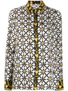 Versace Printed Monogram Silk Blouse - White