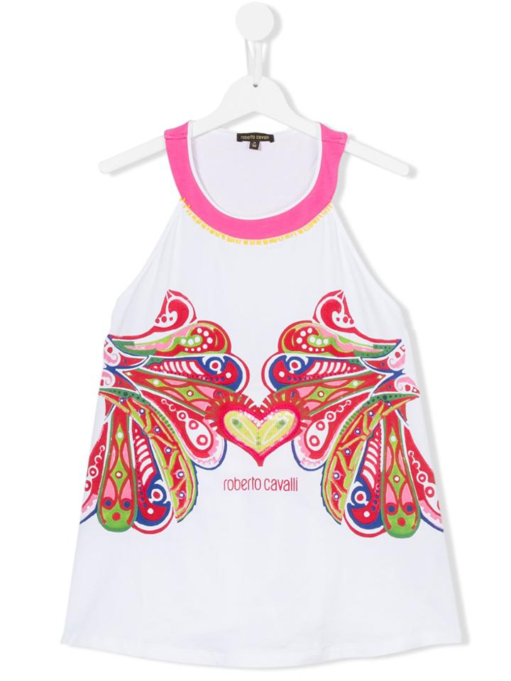 Roberto Cavalli Kids Logo Print Vest Top - White