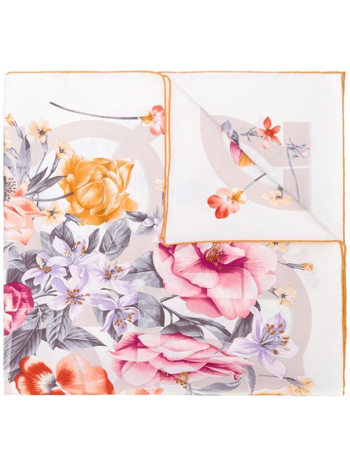 Salvatore Ferragamo Gancio Floral Print Scarf - Neutrals