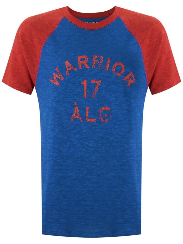 À La Garçonne - Printed T-shirt - Unisex - Cotton - M, Blue, Cotton