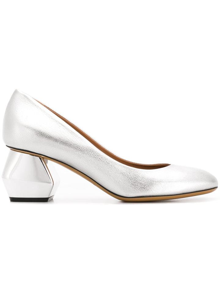 Emporio Armani Geometric Heel Pumps - Silver