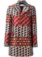 Red Valentino Geometric Print Coat, Women's, Size: 42, Polyester/acetate