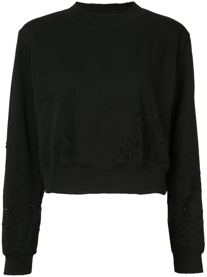Cotton Citizen - Distressed Cropped Sweater - Women - Cotton - M, Black, Cotton
