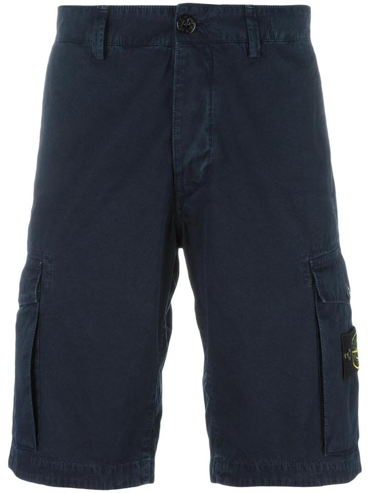 Stone Island Cargo Shorts, Men's, Size: 34, Blue, Cotton