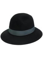 Borsalino Wide Brim Ribbon Detail Hat - Black