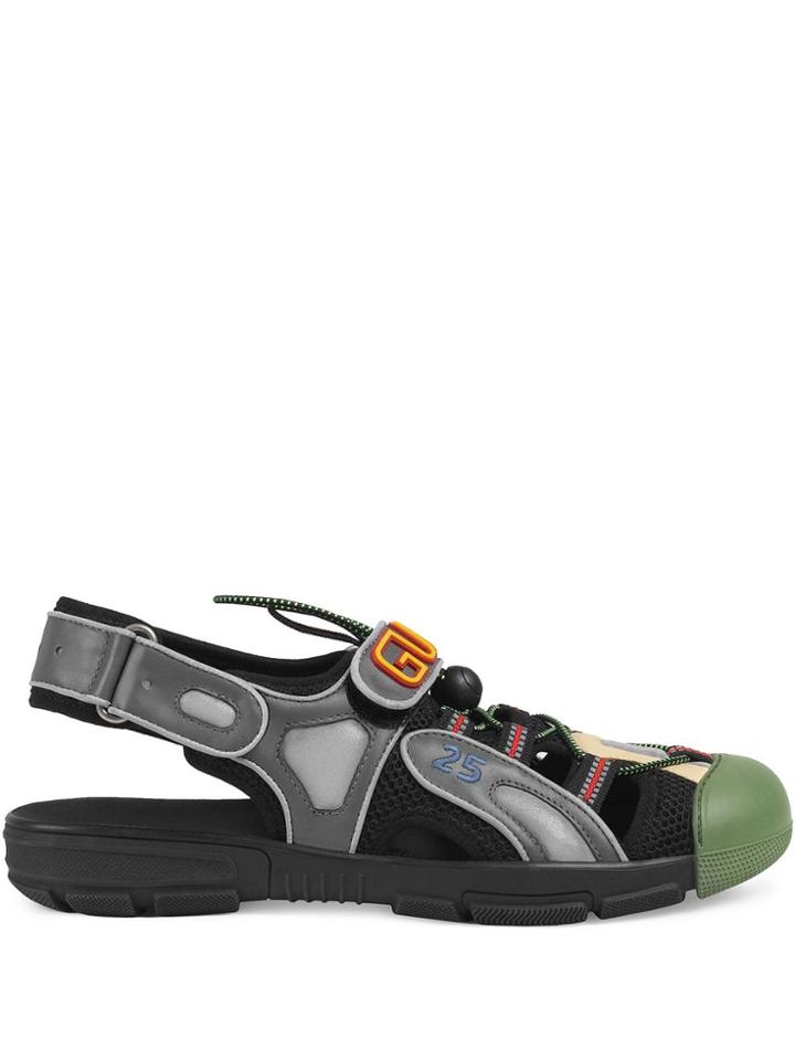 Gucci Men's Leather And Mesh Sandal - Black