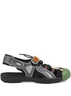 Gucci Men's Leather And Mesh Sandal - Black