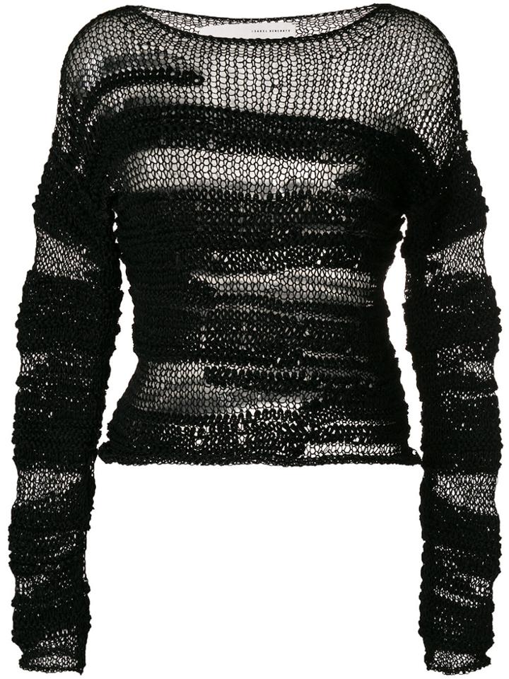 Isabel Benenato Sheer Patterned Sweater - Black