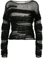 Isabel Benenato Sheer Patterned Sweater - Black