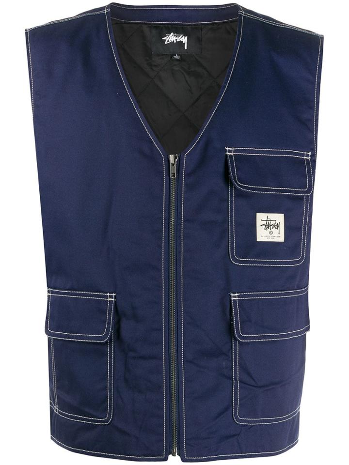 Stussy Twill Gilet - Blue