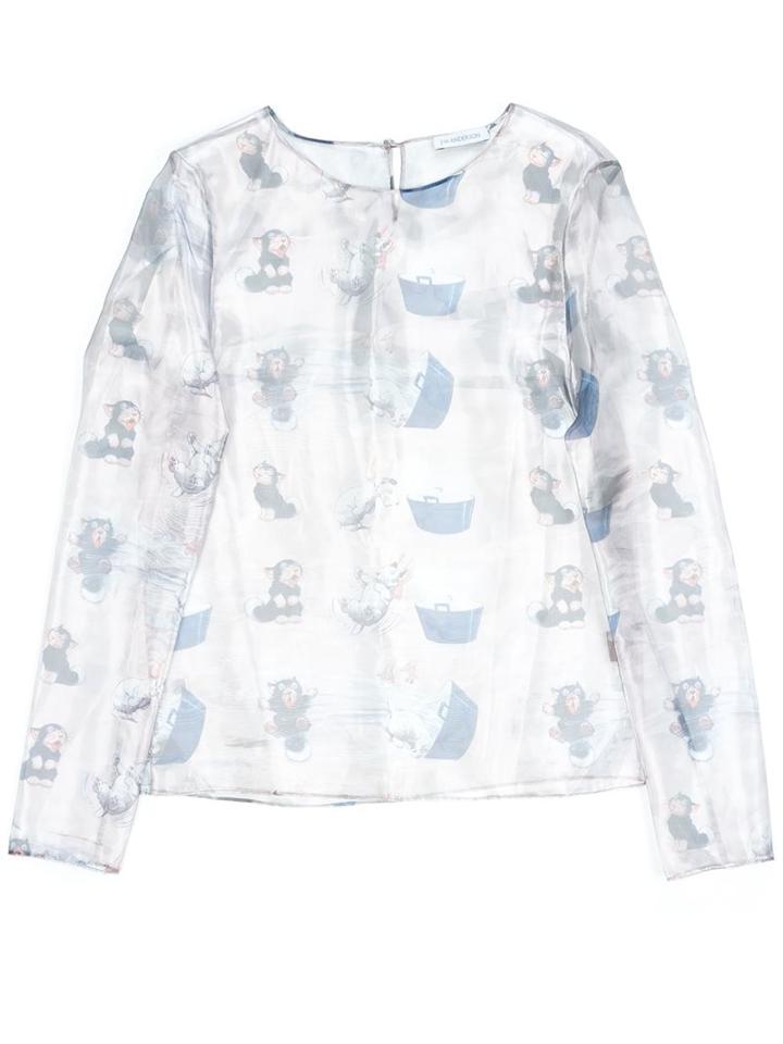 J.w.anderson Bonzo Dog Print Sheer Top, Men's, Size: 48, Polyester